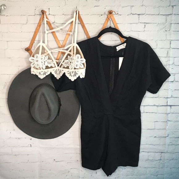 Urban Outfitters Pants - NWT Urban Outfitters black canvas romper